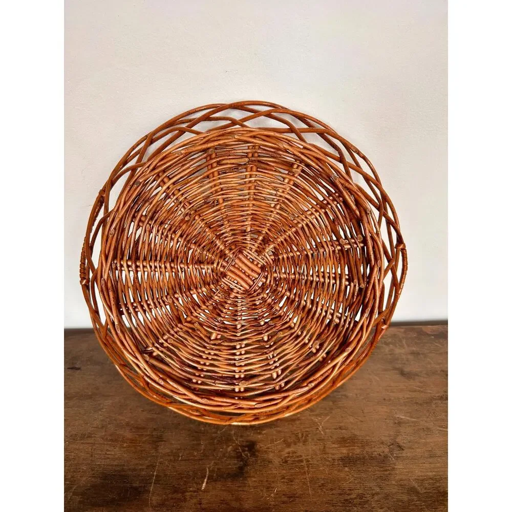 Vintage French Willow Fruit Basket with Handles | Cottagecore Prairiecore